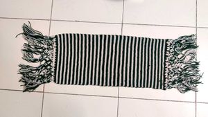 Striped woolen table runner with Tassels