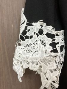 Black Chicago Graphic Tee with Lace Sleeves