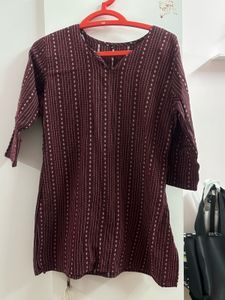 Maroon Printed Short Kurti