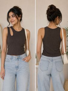 Ribbed Cut-Out Tank Top