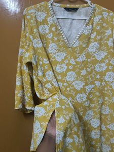 Yellow Floral Print Kurta