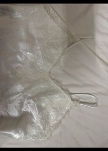 White Satin Lace Trim Camisole