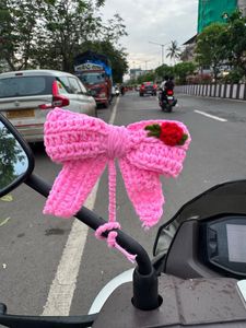 Handmade Crochet Red Bow Charm