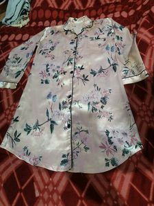 Cream Colour Night Suit Long Shirt
