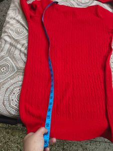 Red Knit Self Design Sweater in 38 bust size