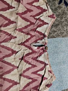 Women's Pink Chevron Print Kurta