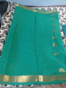 Green  saree with jewellery box