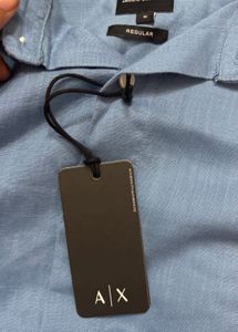 Armani Exchange Blue Linen Shirt