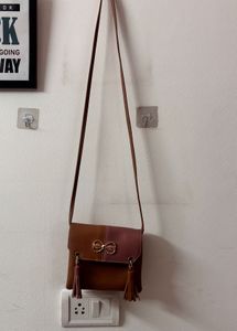 Stylish Brown Crossbody Bag with Tassels