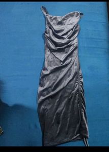 Velvet One-Shoulder Ruched Dress