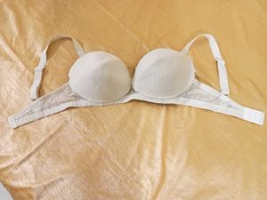 White Padded Bra with Lace Detail