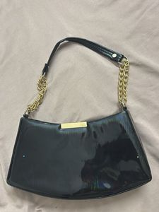 Chic Black Patent Shoulder Bag