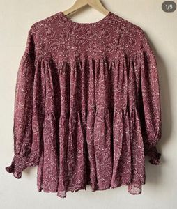 Tiered Paisley Print Long Sleeve Tunic