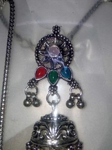 Oxidised Silver Necklace and Earring Set