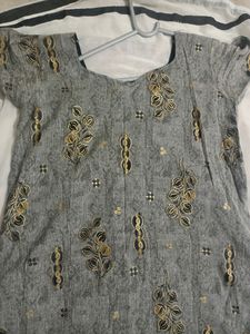 Grey &amp; Black Kurti With Lining