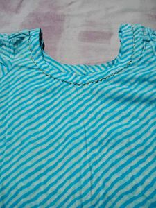 Blue Striped Kurta Set with Patiala Pants
