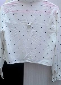 White Polka Dot Button-Up Shirt