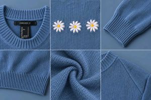 POWDER BLUE DAISY EMBROIDERED KNIT SWEATER