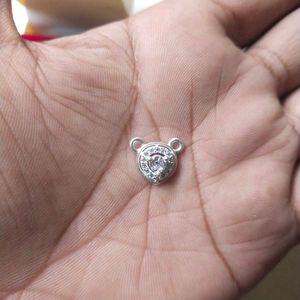 Pure Silver heart charm CZ pandent/mangalsutra