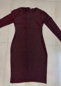 Sparkly Maroon Long Sleeve Dress