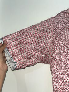 unisex Pink Geometric Print Short Sleeve Shirt
