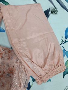 Peach Floral Embroidered suit