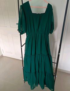Dark Green Puff Sleeve Dress💚