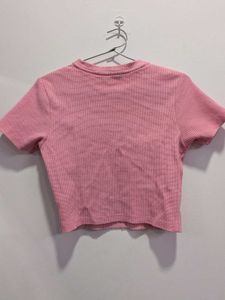 Pink Ribbed Crop Top