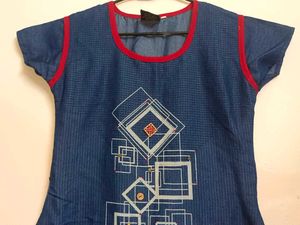 Blue Kurta with Geometric Print