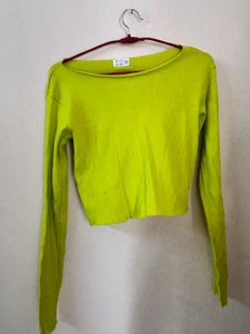 Lime Green Long Sleeve Crop Top