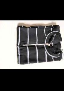 Striped Ribbed Zipper Dress