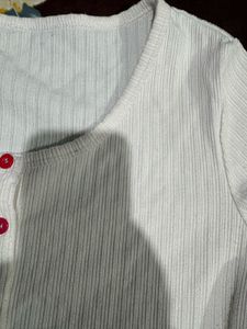Ribbed Crop Top with Colorful Buttons