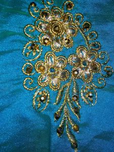 Elegant sea green Embroidered Saree