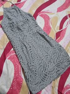 👀Grey Lace Halter Neck Dress👀