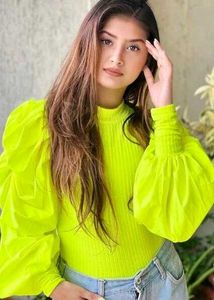 Neon Puff Sleeve Top