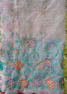 🆕New Net Floral Print Saree with Blouse