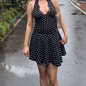 Chic Polka Dot Halter Dress