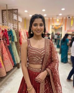 Stunning Red Embellished Lehenga Choli
