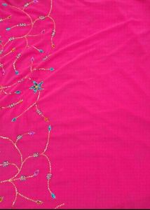 Embroidered Pink Saree