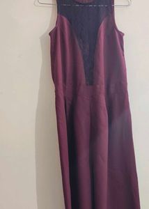 Elegant Burgundy Lace Panel Dress