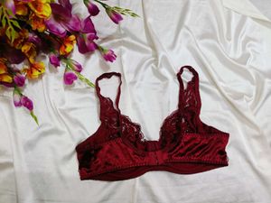 🇳🇿💫🎀 silky satin marron Lace Trim Bra