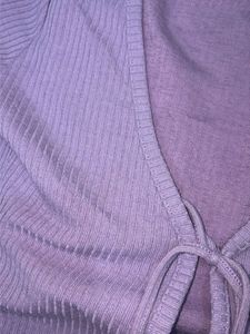H&amp;M Lavender Tie-Front Ribbed Crop Top