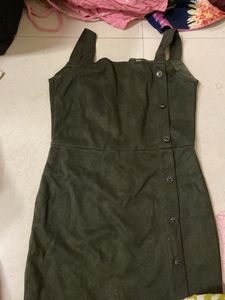 Olive Green Button Detail Dress