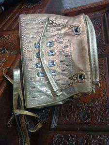 Sparkling Gold Handbag with Rhinestones