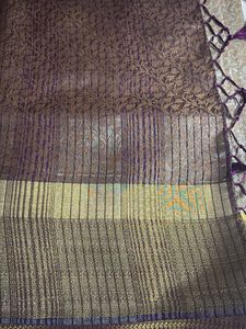 Banarasi-weave synthetic brocade sari