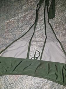 Olive Green Halter Bikini Top