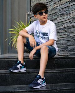 Athletic Sneakers - Navy &amp; Turquoise Accents