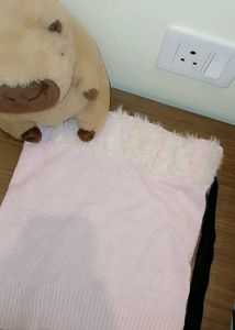 Pink Knit Top with Fur Trim