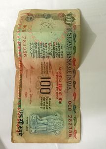 Indian Currency 1oo Rupee Note.