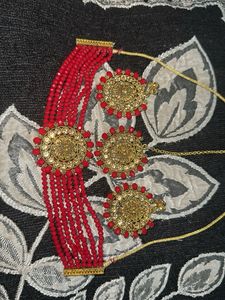Stunning Red Beaded Choker Necklace Set